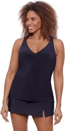 Aqua Green V-Neck Ladder Trim Racerback Full Coverage Tankini Swimsuit Top in True Navy at Nordstrom, Size X-Large