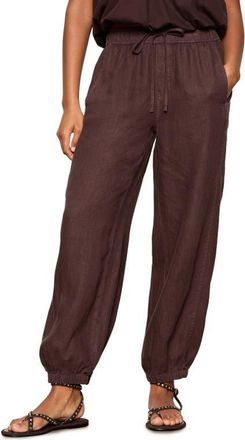 Sanctuary Melody Drawstring Linen Balloon Pants in Rich Soil Brown at Nordstrom, Size X-Large
