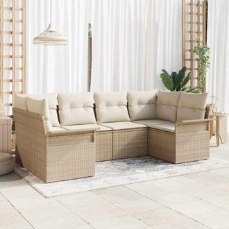 vidaXL Vidaxl - Conjunto De Sof&aacute; De Jard&iacute;n Con Coj&iacute;n 6 Pcs Beige Polirat&aacute;n