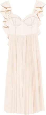 Parlor Geplooide midi-jurk met ruches - Beige