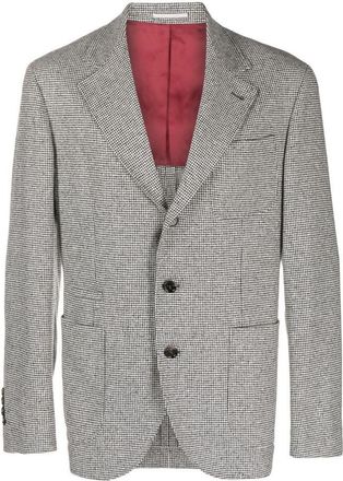 Brunello Cucinelli Light Grey Houndstooth Suit Jacket, Brand Size 44 (US Size 34)