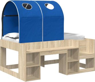 vidaXL Cama Con T&uacute;nel 3 Uds. Roble Sonoma Y Azul Madera De Ingenier&iacute;a Vidaxl