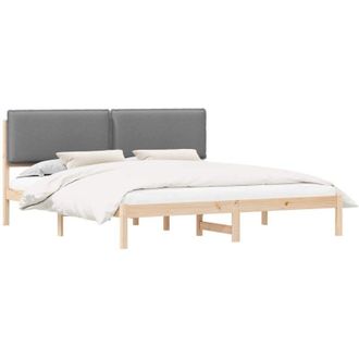 vidaXL Bed Frame with Upholstered Headboard Light Grey 200 x 200 cm vidaXL