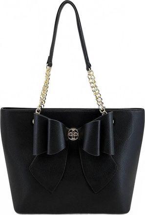 Like Dreams Womens Aubrey Vegan Leather Bow Tote Bag In Black