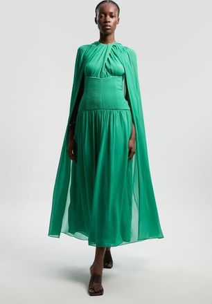 Karen Millen Halter Cape Maxi Dress in Green at Nordstrom, Size 12