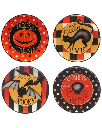 Certified International Set Of 4 Spooky Halloween Dessert Plates