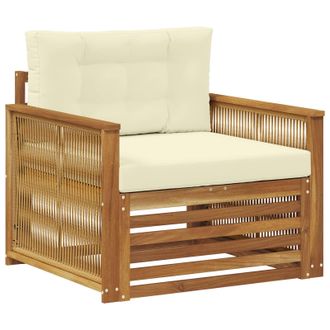 vidaXL Sof&aacute; De Exterior Madera De Acacia S&oacute;lida Natural Y Crema Vidaxl