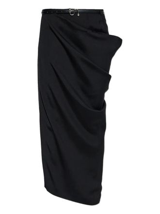 Sportmax Pontida draped belted maxi skirt - women - Viscose - 42 - Black