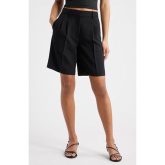 Open Edit The Icon High Rise Bermuda Shorts in Black at Nordstrom, Size 00