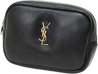 Saint Laurent Pre-owned Leather Pouch - Dames - Vintage Accessoires - Zwart - ONE Size - Leer - Vintage