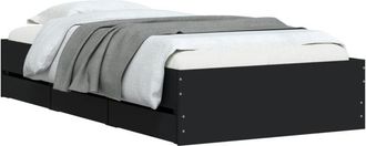 vidaXL Bed Frame with Drawers without Mattress Black 75x190 cm Small Single Vidaxl