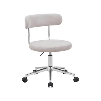 Sweeek Silla de oficina vintage de tela con ruedas, beige