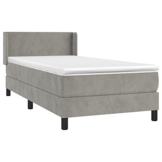 vidaXL Vidaxl - Cama Box Spring Con Colch&oacute;n Terciopelo Gris Claro 100x200 Cm
