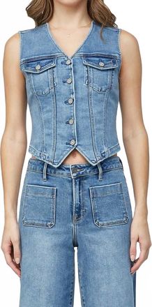 Hidden Jeans Fitted Denim Vest In Medium Wash