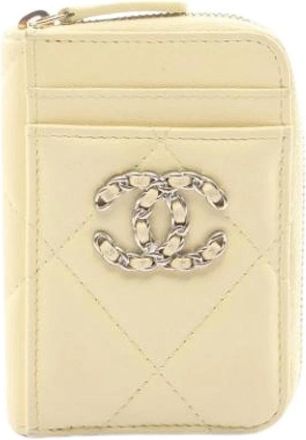 Chanel Pre-owned Vintage Portemonnee - Dames - Vintage Accessoires - Geel - ONE Size - Leer - Vintage