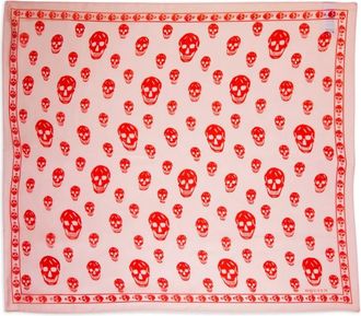 Alexander McQueen skull-print silk scarf - Pink