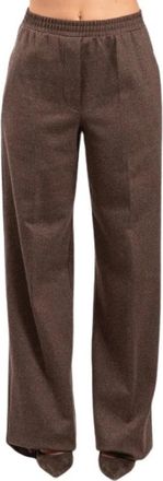 Max Mara Pantalone Weekend - Dames - Wijde Broeken - Bruin - M - Wol - Broeken
