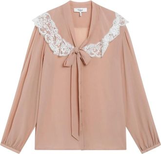 Chlo&eacute; Overhemden, Dames, Roze, S, Polyester, Blouse met strik aan de voorkant