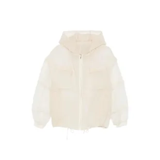 System Quilted Hooded Down Jacket - Beige