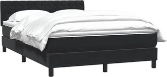 vidaXL Cama Box Spring Con Colch&oacute;n Terciopelo Negro 160x220 Cm Vidaxl