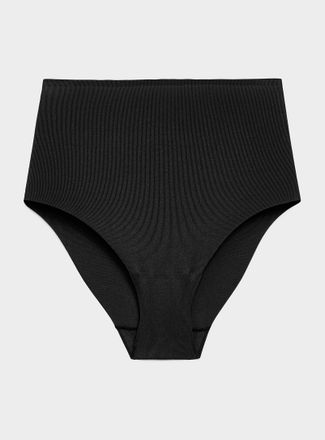 Miiyu Womens Mini-rib laser-cut high-waist classic brief Recycled nylon