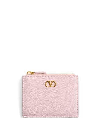 折りたたみ財布 VALENTINO PASTEL PINK LEATHER VLOGO WALLET Vlogo Signature Grainy Calfskin Wallet for Woman in Rose