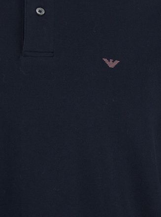 Emporio Armani Mens Long Sleeve Polo Shirt Blue Cotton T-Shirts And Polos