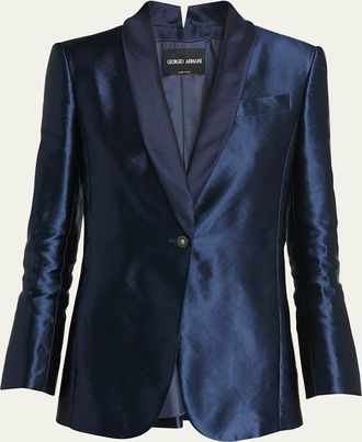 Giorgio Armani Linen Silk Single-Button Blazer Jacket