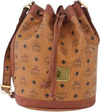 MCM Pre-owned Bucket Bags, female, Brown, Size: ONE SIZE Pre-owned Visetos shoulder bag