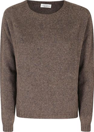 Roberto Collina Brown Ribbed Trim Merino Wool-Blend Sweater