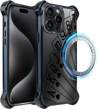 OEM Funda Para Iphone 15 Pro Max Ibizu Dropguard Ultra Con Magsafe, Color Medianoche, Naipes