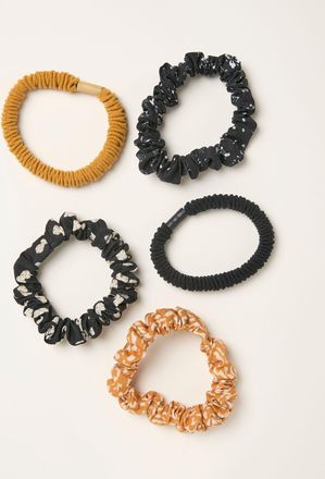 Fat Face FatFace Mustard Yellow 5 Pack Sand Garden Scrunchies
