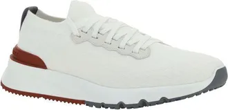 Brunello Cucinelli Mens White Cotton Low Top Sneakers