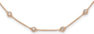 Diamond2Deal 14k Rose Gold 1 1/3 Ct Lab Grown Diamond Twenty Station Necklace 20 Clarity VS, Color D-E