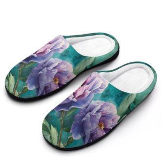 Generic Purple Blue Flower Emerald Green Marble Mens Slippers Comfortable And Non-slip Cotton Slipper Shoe for House