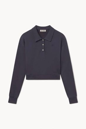 &Eacute;terne Womens Cropped Polo Sweatshirt In Washed Navy