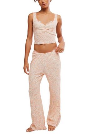 Free People Fresh in Love Pointelle Pajamas in Peach Combo at Nordstrom, Size X-Large