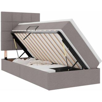 vidaXL Storage Bed with Mattress Taupe 90 x 190 cm Polyester vidaXL
