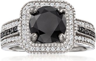 Ross-Simons Black and White Diamond Ring in Sterling Silver