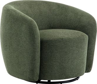 Vente-Unique Sill&oacute;n giratorio de tela con textura caqui VEREIDE