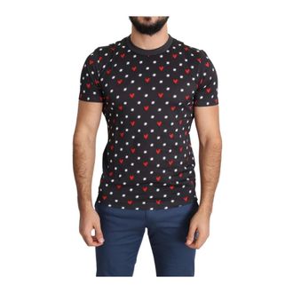 Dolce & Gabbana Tops, Heren, Veelkleurig, M, Katoen, T-shirt met ronde hals