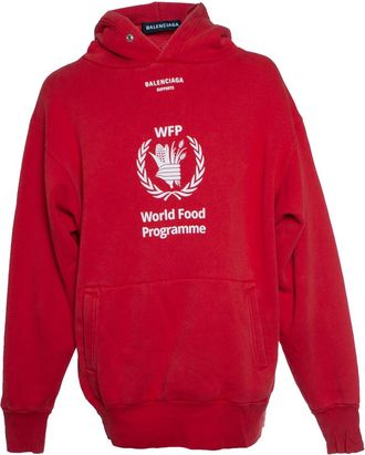 Balenciaga Pre-owned Mens World food program hoodie in red Cotton - Size Medium