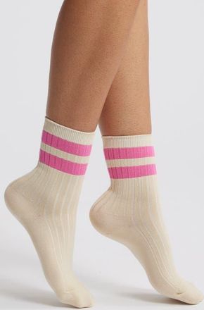 Le Bon Shoppe Her Varsity Crew Socks in Taffy at Nordstrom
