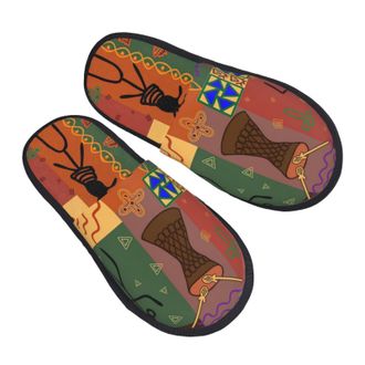 Generic Home Slipper African Style Dance Depicting Warm Slipper Unisex House Shoes Breathable Scuff Slippers For Bedroom Hotel Winter M