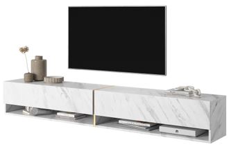Selsey Selsey - Mirrgo - Mueble Tv / Mueble De Sal&oacute;n - M&aacute;rmol Blanco Con Incrustaciones De Oro - 200 Cm