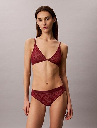 Calvin Klein Sujetador Escotado Sin Forro Minimalist Emblem Flocked Mesh