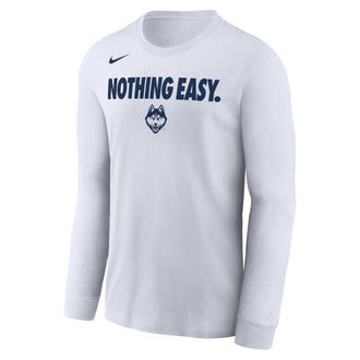 Nike UConn Nike Mens College Long-Sleeve T-Shirt in White | M22284MMUC-WHT