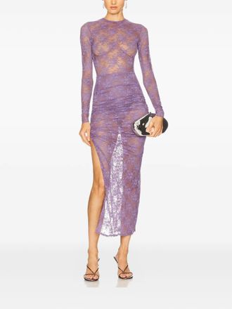 Alex Perry lace slit maxi dress - Purple