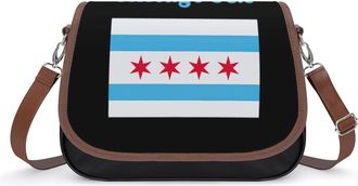 Generic Chicago Flag USA Womens Crossbody Bag Fashion Shoulder Handbags Message Tote Bag with Adjustable Strap