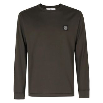 Stone Island 60/2 Katoenen Jersey T-shirt - Heren - Longsleeves - Groen - XL - Katoen - Tops